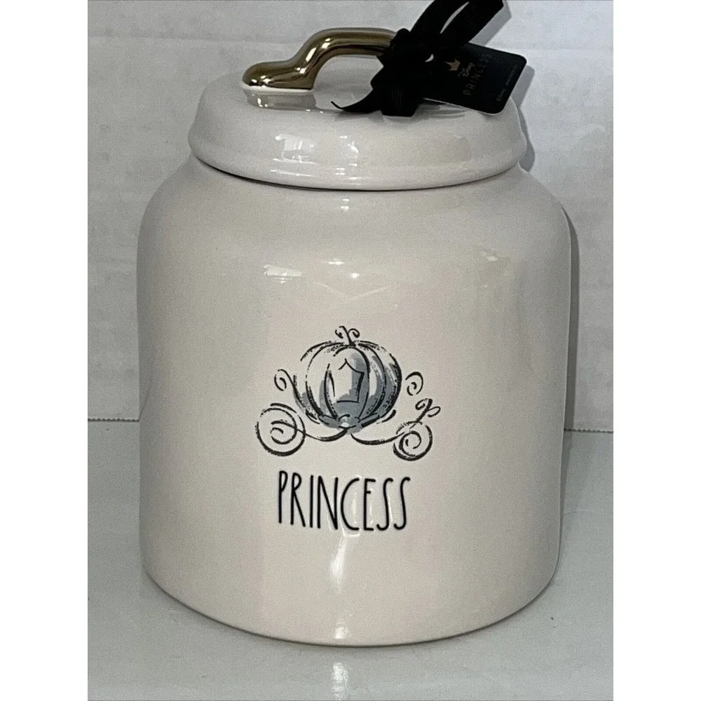 Disney Princess Rae Dunn Cinderella Pumpkin Carriage Gold Slipper Canister NEW